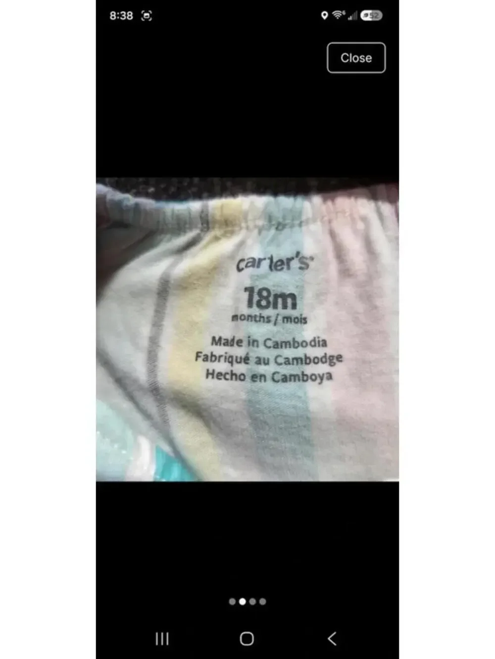 Carter's Toddler Girls Pastel Striped Ruffle Dress 18M #1079